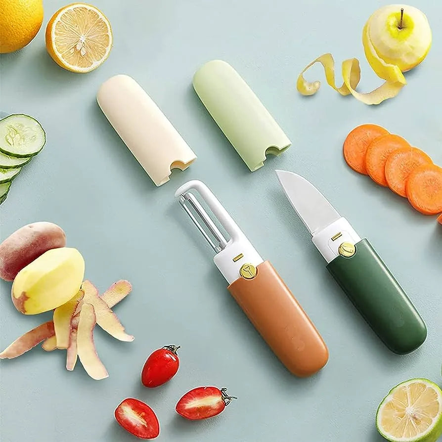 2-in-1 Stainless Steel Knife & Peeler: Effortless Fruit Cutting