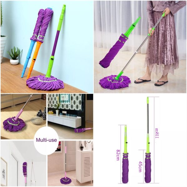 360° Extendable Twist Mop: Fine Fiber & Self-Twisting Design