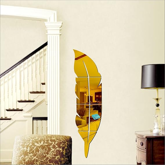 Gold & Silver Leaf Mirror: Stylish Acrylic Wall Decor