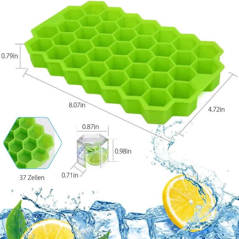 Honeycomb Ice Cube Tray: Silicone Push Pop Tray with Lid