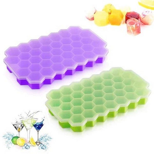 Honeycomb Ice Cube Tray: Silicone Push Pop Tray with Lid