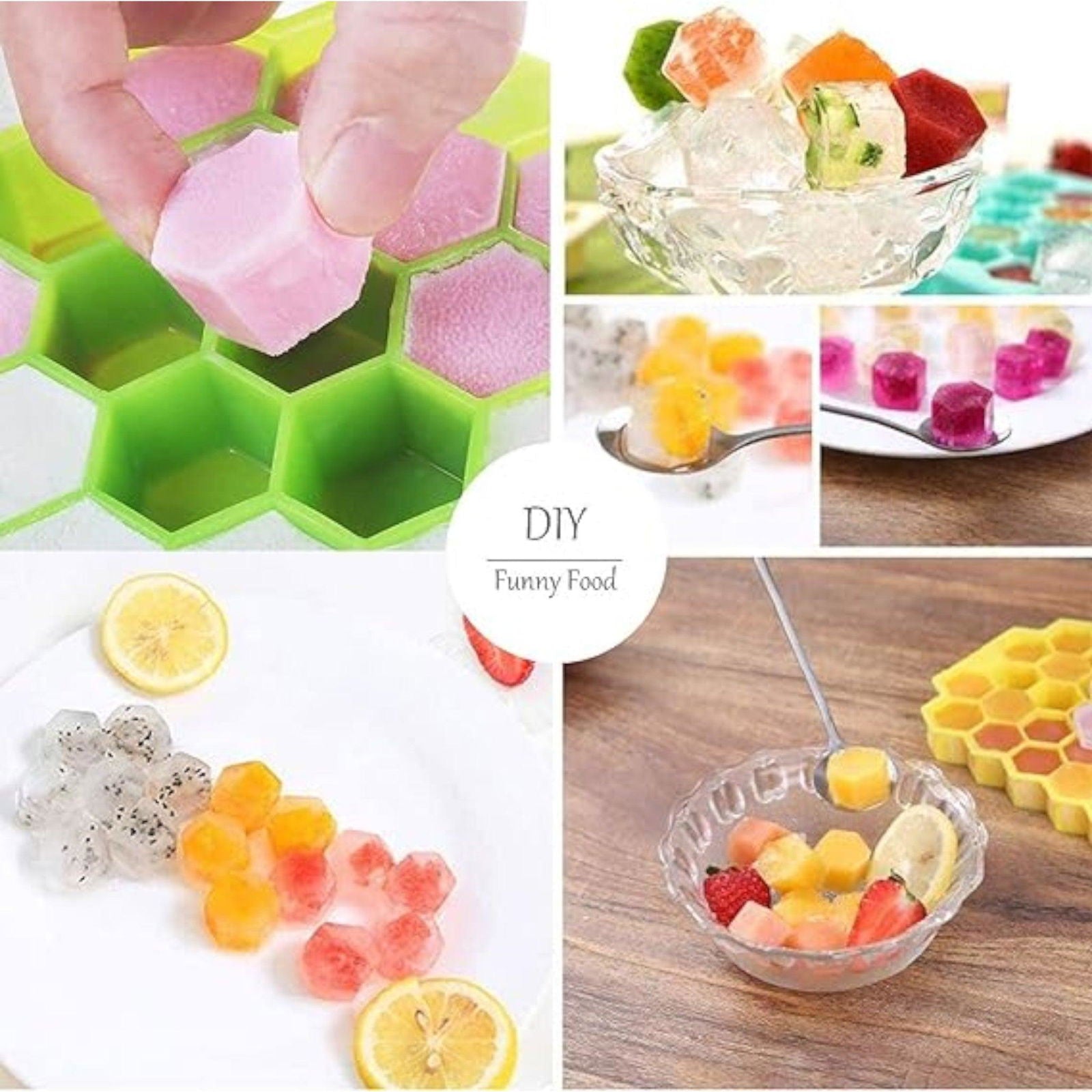 Honeycomb Ice Cube Tray: Silicone Push Pop Tray with Lid