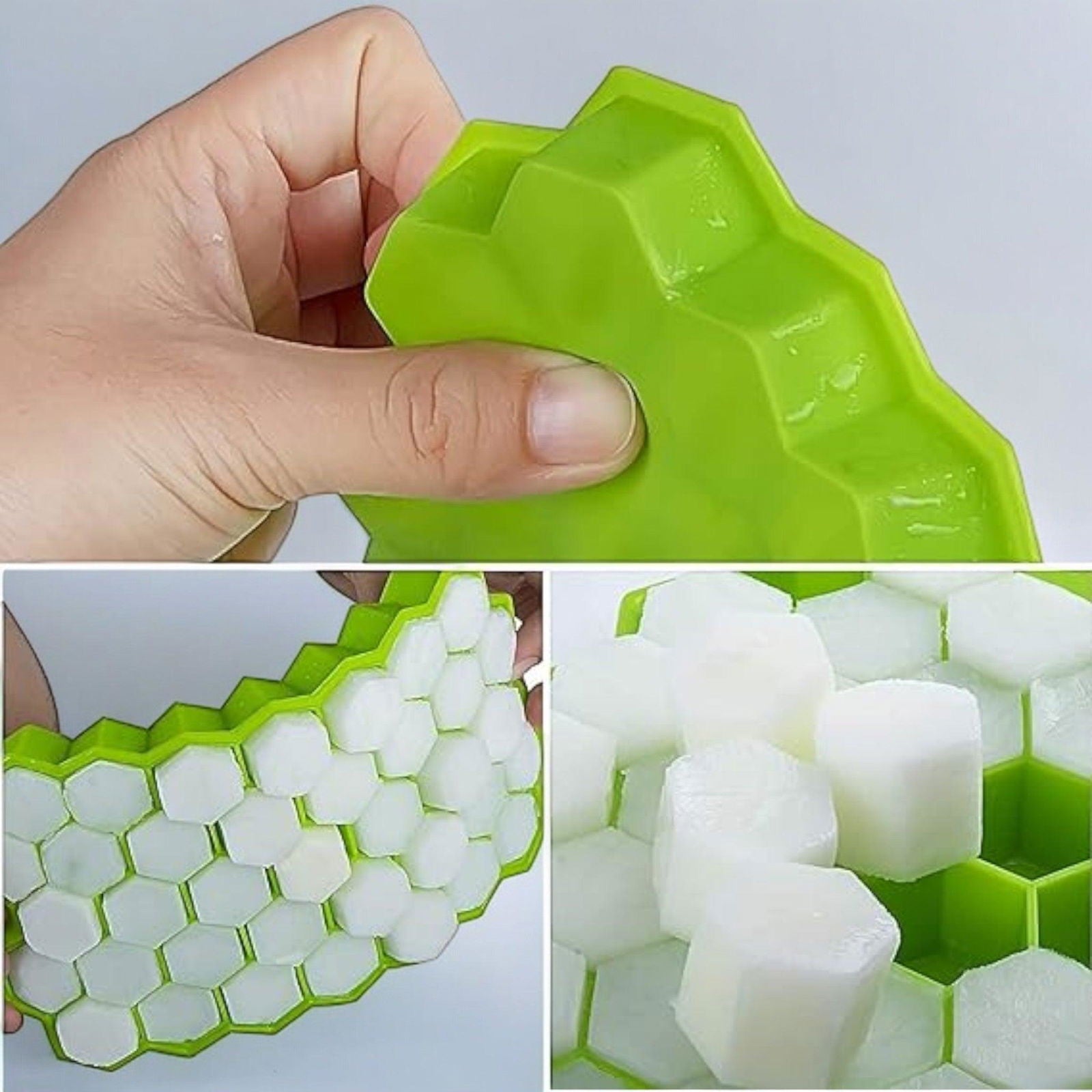 Honeycomb Ice Cube Tray: Silicone Push Pop Tray with Lid